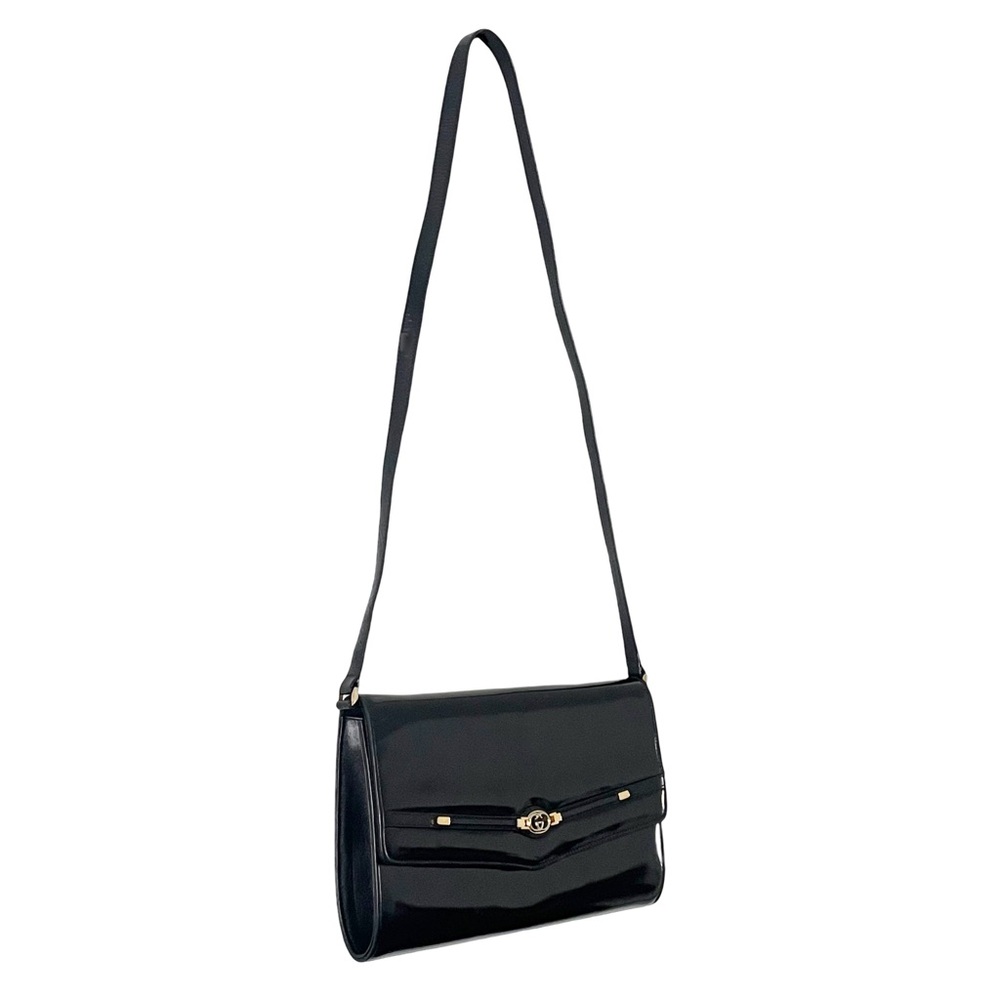 Gucci black patent leather GG logo vintage shoulder bag rare - Picture 3 of 12